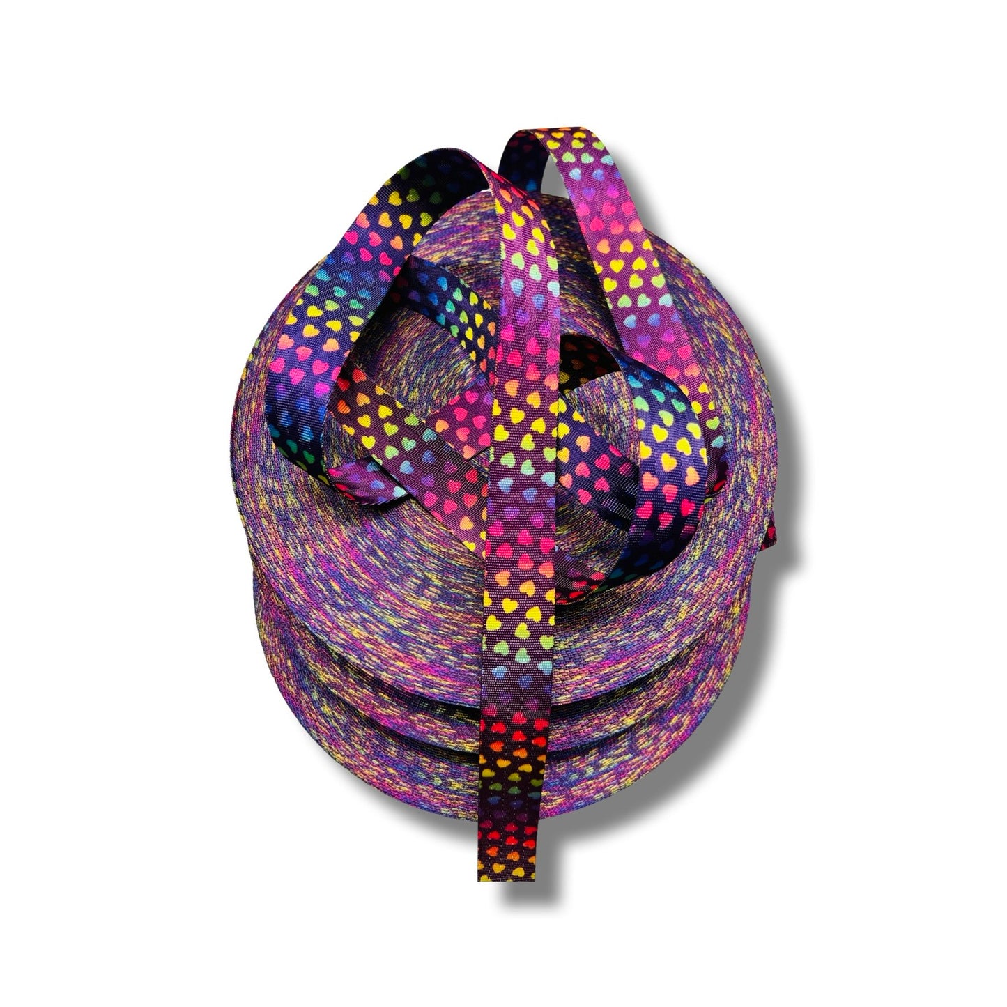 Purple with Rainbow Hearts Webbing